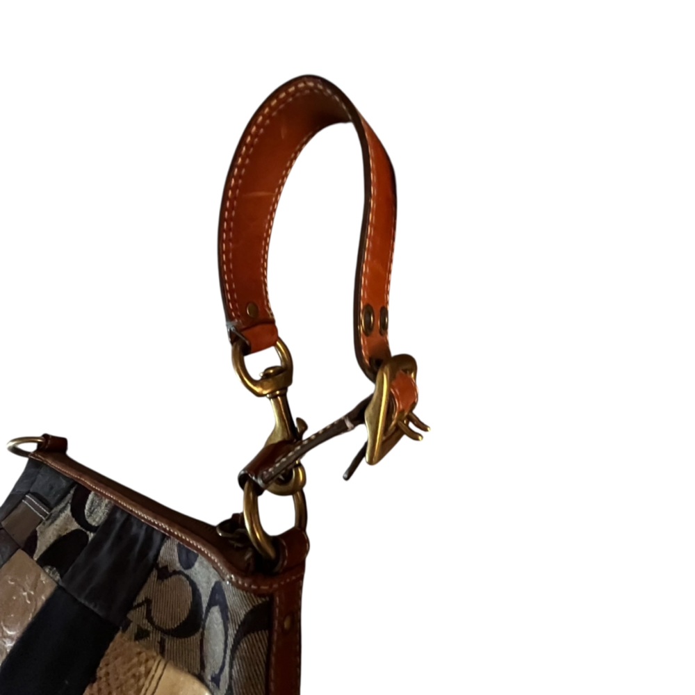 Coach Navy Leather , Denim Patchwork Bag Mixed Me… - image 8